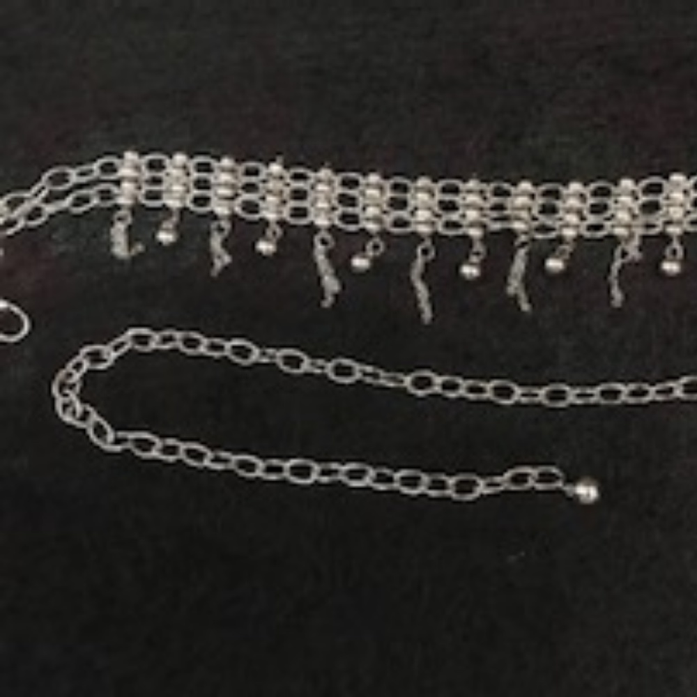 CHIC Silver tone beaded chain link belt